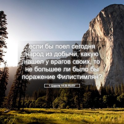 Picture 05 - 1 Царств 14:30 RUSV - если бы поел сегодня народ - Bible Verse Picture