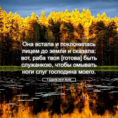 Picture 05 - 1 Царств 25:41 RUSV - Она встала и поклонилась - Bible Verse Picture
