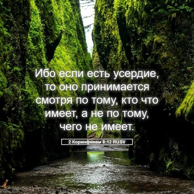 Picture 05 - 2 Коринфянам 8:12 RUSV - Ибо если есть усердие, то - Bible Verse Picture