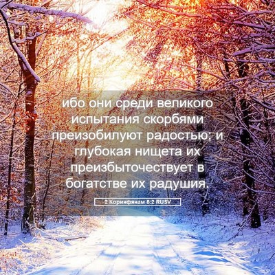 Picture 05 - 2 Коринфянам 8:2 RUSV - ибо они среди великого - Bible Verse Picture