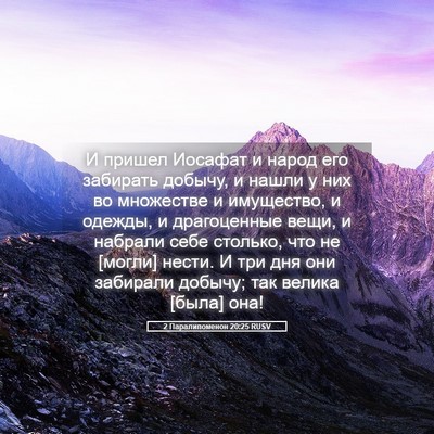 Picture 05 - 2 Паралипоменон 20:25 RUSV - И пришел Иосафат и народ - Bible Verse Picture