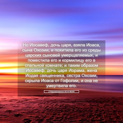Picture 05 - 2 Паралипоменон 22:11 RUSV - Но Иосавеф, дочь царя, - Bible Verse Picture
