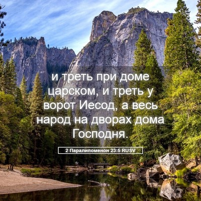 Picture 05 - 2 Паралипоменон 23:5 RUSV - и треть при доме царском, и - Bible Verse Picture