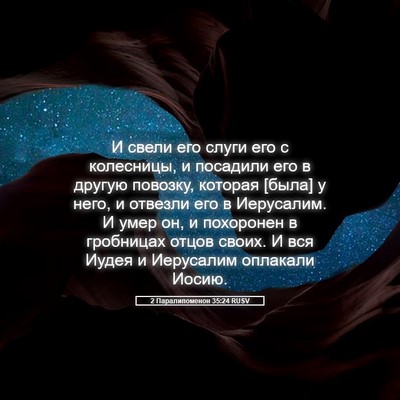 Picture 05 - 2 Паралипоменон 35:24 RUSV - И свели его слуги его с - Bible Verse Picture