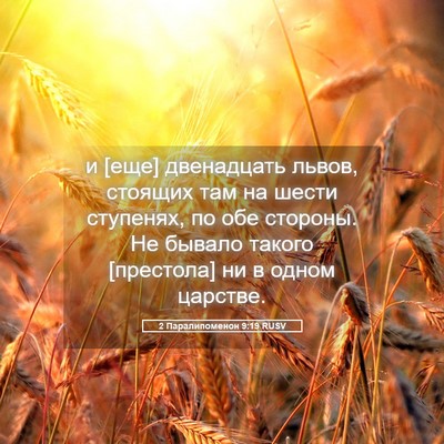 Picture 05 - 2 Паралипоменон 9:19 RUSV - и [еще] двенадцать львов, - Bible Verse Picture
