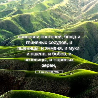 Picture 05 - 2 Царств 17:28 RUSV - принесли постелей, блюд и - Bible Verse Picture
