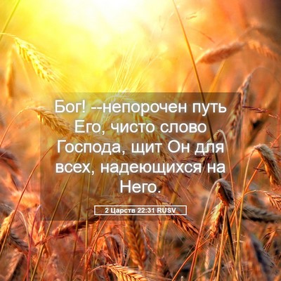 Picture 05 - 2 Царств 22:31 RUSV - Бог! --непорочен путь Его, - Bible Verse Picture