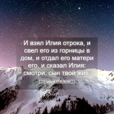 Picture 05 - 3 Царств 17:23 RUSV - И взял Илия отрока, и свел - Bible Verse Picture