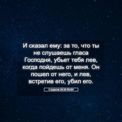 Picture 05 - 3 Царств 20:36 RUSV - И сказал ему: за то, что ты - Bible Verse Picture