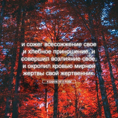 Picture 05 - 4 Царств 16:13 RUSV - и сожег всесожжение свое и - Bible Verse Picture