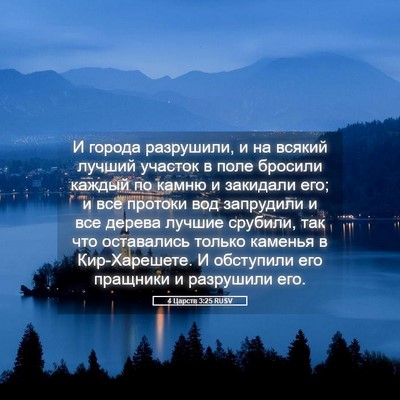 Picture 05 - 4 Царств 3:25 RUSV - И города разрушили, и на - Bible Verse Picture