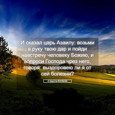 Picture 05 - 4 Царств 8:8 RUSV - И сказал царь Азаилу: - Bible Verse Picture