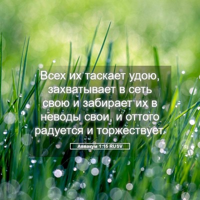 Picture 05 - Аввакум 1:15 RUSV - Всех их таскает удою, - Bible Verse Picture