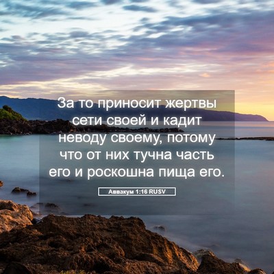 Picture 05 - Аввакум 1:16 RUSV - За то приносит жертвы сети - Bible Verse Picture