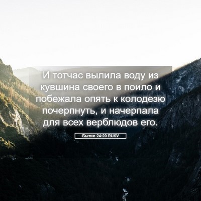 Picture 05 - Бытие 24:20 RUSV - И тотчас вылила воду из - Bible Verse Picture