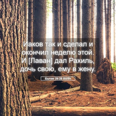 Picture 05 - Бытие 29:28 RUSV - Иаков так и сделал и - Bible Verse Picture