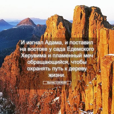Picture 05 - Бытие 3:24 RUSV - И изгнал Адама, и поставил - Bible Verse Picture
