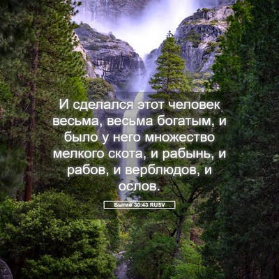Picture 05 - Бытие 30:43 RUSV - И сделался этот человек - Bible Verse Picture