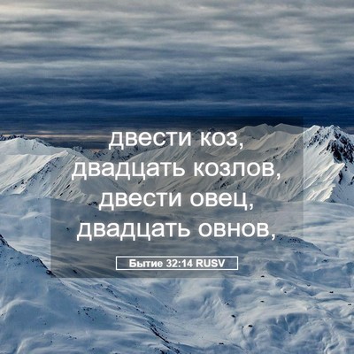 Picture 05 - Бытие 32:14 RUSV - двести коз, двадцать - Bible Verse Picture