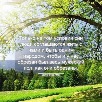 Picture 05 - Бытие 34:22 RUSV - Только на том условии сии - Bible Verse Picture