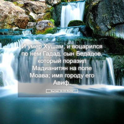 Picture 05 - Бытие 36:35 RUSV - И умер Хушам, и воцарился - Bible Verse Picture