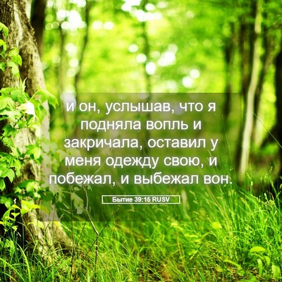 Picture 05 - Бытие 39:15 RUSV - и он, услышав, что я подняла - Bible Verse Picture