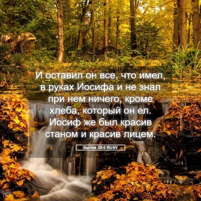 Picture 05 - Бытие 39:6 RUSV - И оставил он все, что имел, - Bible Verse Picture
