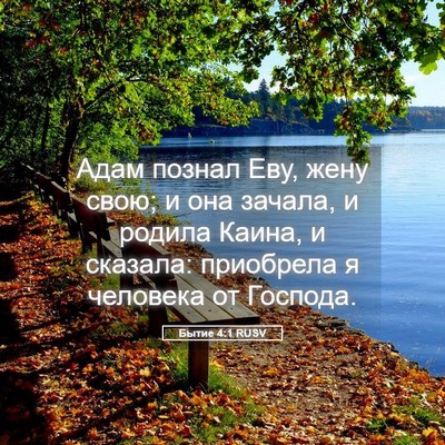 Picture 05 - Бытие 4:1 RUSV - Адам познал Еву, жену свою; - Bible Verse Picture