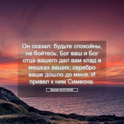Picture 05 - Бытие 43:23 RUSV - Он сказал: будьте спокойны, - Bible Verse Picture