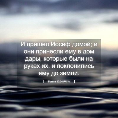 Picture 05 - Бытие 43:26 RUSV - И пришел Иосиф домой; и они - Bible Verse Picture