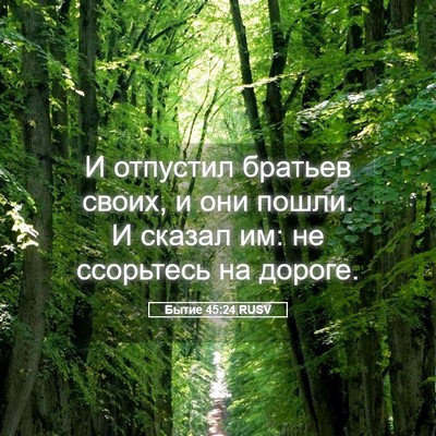 Picture 05 - Бытие 45:24 RUSV - И отпустил братьев своих, и - Bible Verse Picture