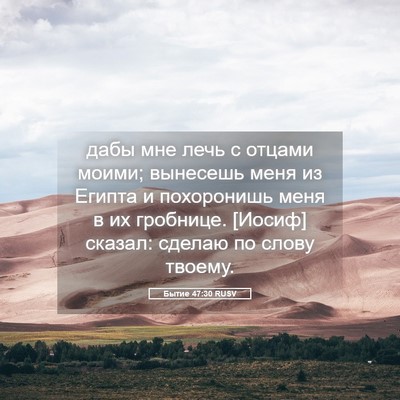 Picture 05 - Бытие 47:30 RUSV - дабы мне лечь с отцами - Bible Verse Picture