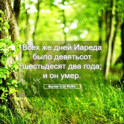 Picture 05 - Бытие 5:20 RUSV - Всех же дней Иареда было - Bible Verse Picture