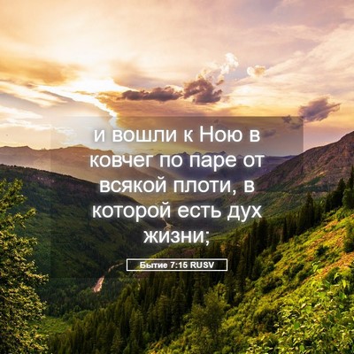 Picture 05 - Бытие 7:15 RUSV - и вошли к Ною в ковчег по - Bible Verse Picture