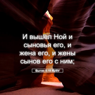 Picture 05 - Бытие 8:18 RUSV - И вышел Ной и сыновья его, и - Bible Verse Picture