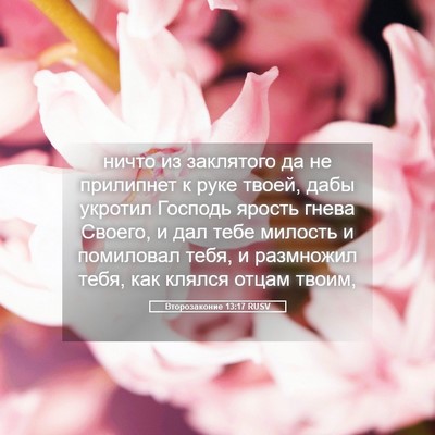 Picture 05 - Второзаконие 13:17 RUSV - ничто из заклятого да не - Bible Verse Picture