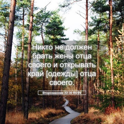 Picture 05 - Второзаконие 22:30 RUSV - Никто не должен брать жены - Bible Verse Picture