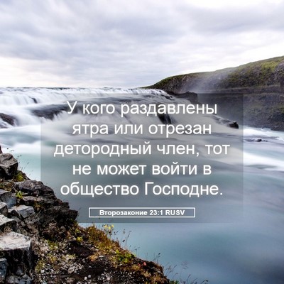 Picture 05 - Второзаконие 23:1 RUSV - У кого раздавлены ятра или - Bible Verse Picture