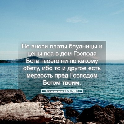 Picture 05 - Второзаконие 23:18 RUSV - Не вноси платы блудницы и - Bible Verse Picture