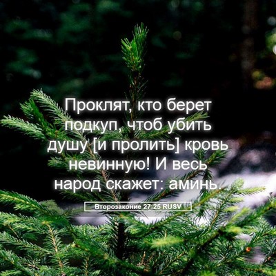 Picture 05 - Второзаконие 27:25 RUSV - Проклят, кто берет подкуп, - Bible Verse Picture