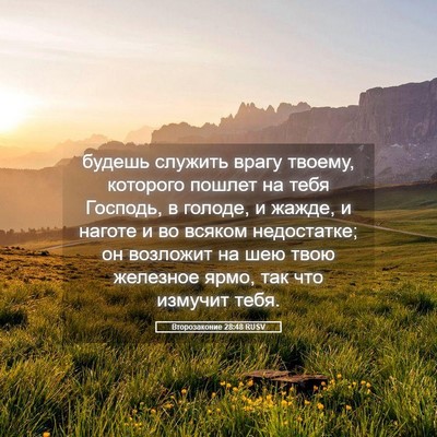 Picture 05 - Второзаконие 28:48 RUSV - будешь служить врагу - Bible Verse Picture