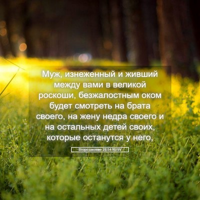 Picture 05 - Второзаконие 28:54 RUSV - Муж, изнеженный и живший - Bible Verse Picture