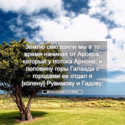Picture 05 - Второзаконие 3:12 RUSV - Землю сию взяли мы в то - Bible Verse Picture