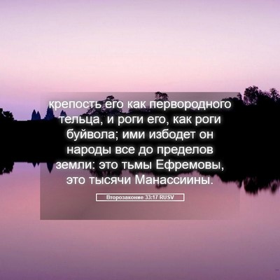 Picture 05 - Второзаконие 33:17 RUSV - крепость его как - Bible Verse Picture