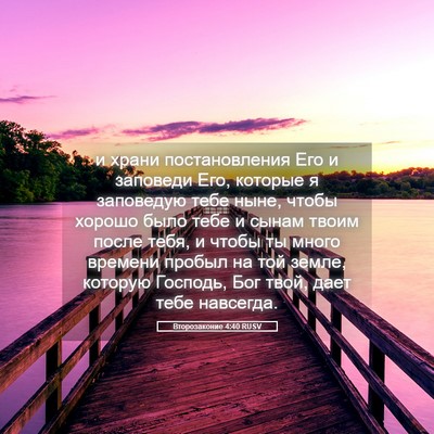 Picture 05 - Второзаконие 4:40 RUSV - и храни постановления Его - Bible Verse Picture