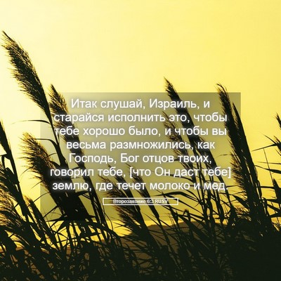 Picture 05 - Второзаконие 6:3 RUSV - Итак слушай, Израиль, и - Bible Verse Picture