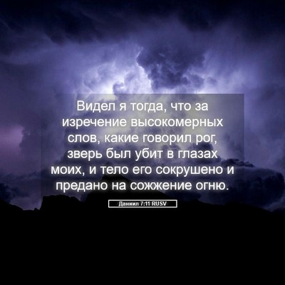 Picture 05 - Даниил 7:11 RUSV - Видел я тогда, что за - Bible Verse Picture