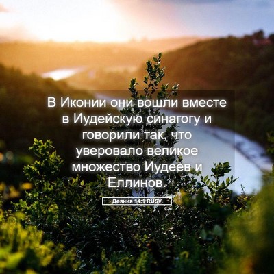 Picture 05 - Деяния 14:1 RUSV - В Иконии они вошли вместе в - Bible Verse Picture