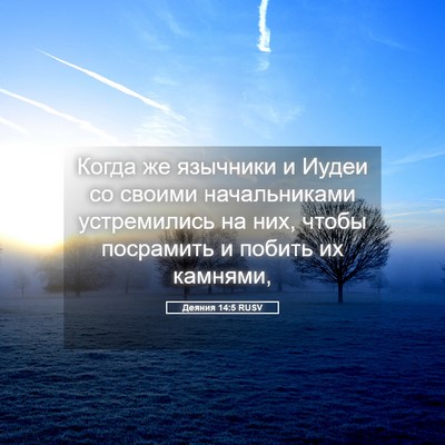 Picture 05 - Деяния 14:5 RUSV - Когда же язычники и Иудеи - Bible Verse Picture