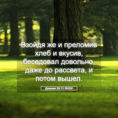 Picture 05 - Деяния 20:11 RUSV - Взойдя же и преломив хлеб и - Bible Verse Picture